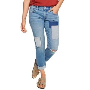 Sonoma Girlfriend Distressed Medium Wash Patchwork Stretch Denim Jean Women 6
